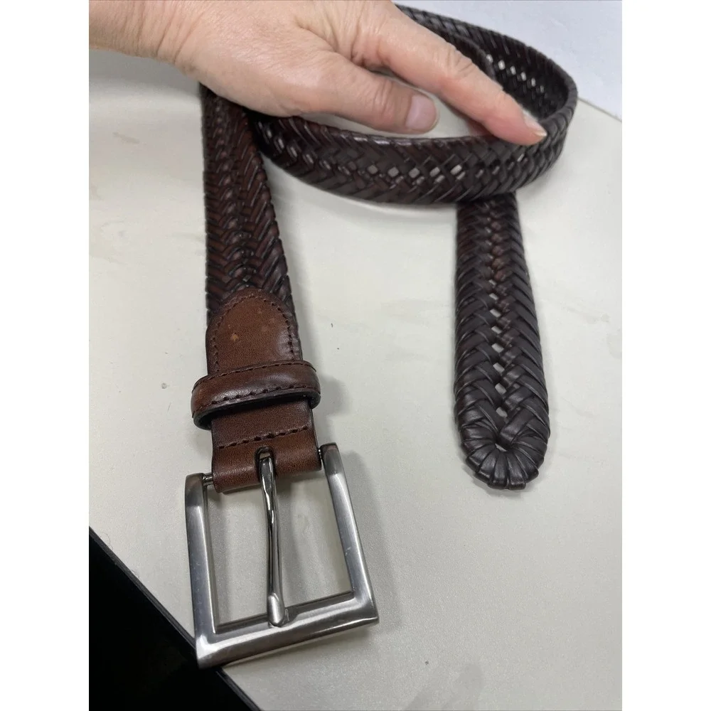 Leather trim immitation Leather leacing Brown Belt Mens 3BH Sz 42/105